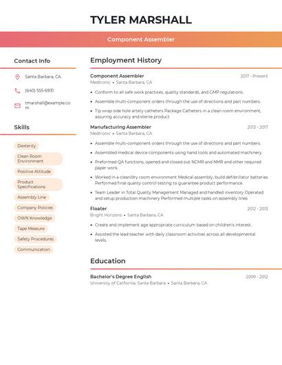 Component Assembler Resume