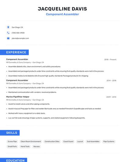 Component Assembler Resume