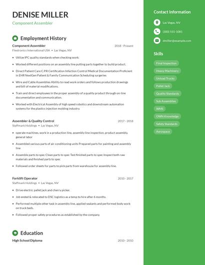 Component Assembler Resume