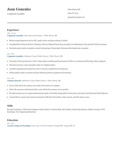 Component Assembler Resume