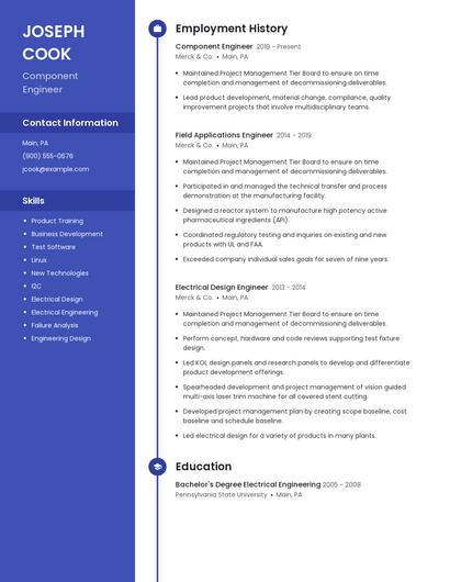 Component Engineer Resume