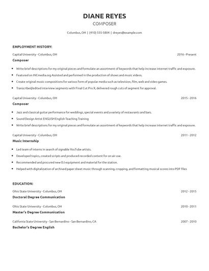 Composer Resume