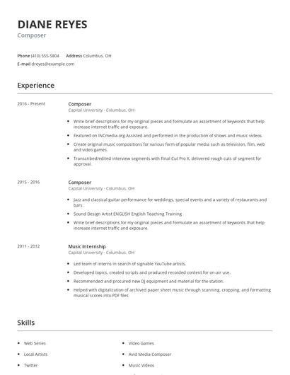 Composer Resume