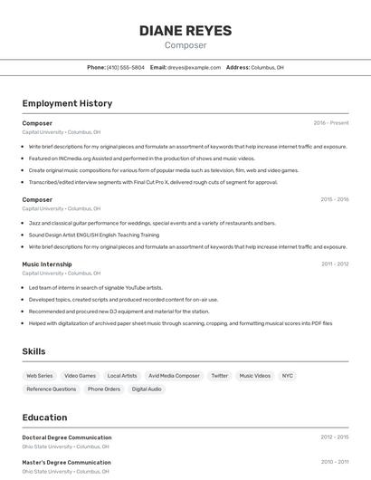 Composer Resume