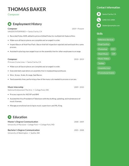 Composer Resume
