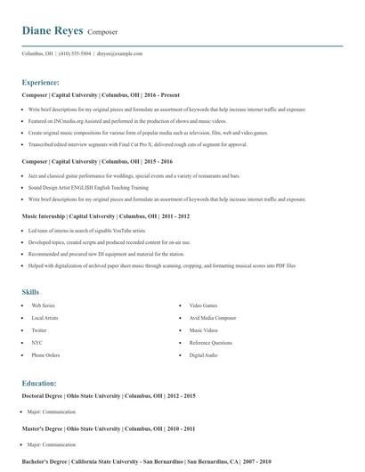 Composer Resume