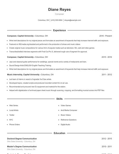 Resume example 1