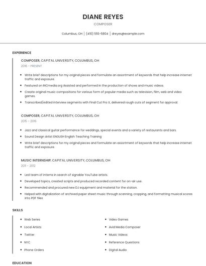 Composer Resume
