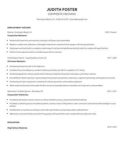 Composite Mechanic Resume