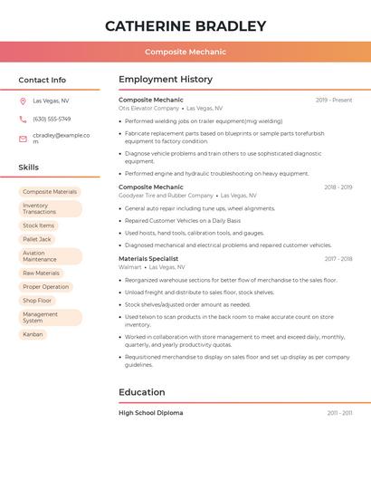 Composite Mechanic Resume