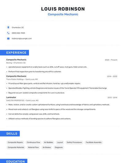 Composite Mechanic Resume