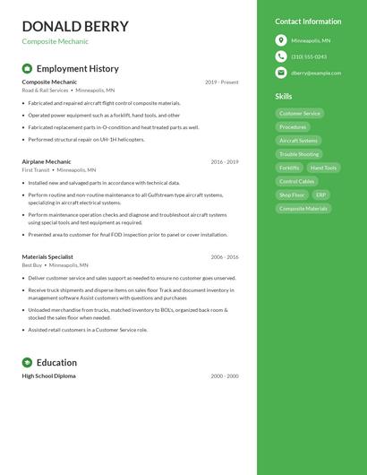 Composite Mechanic Resume