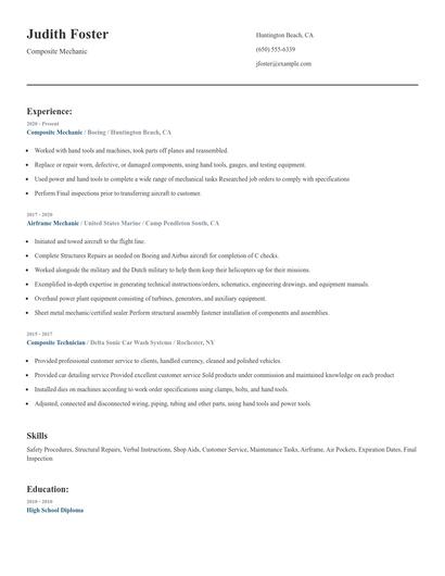 Composite Mechanic Resume