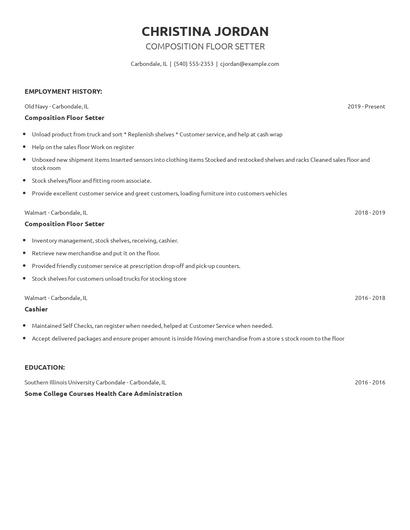 Composition Floor Setter Resume