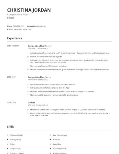 Composition Floor Setter Resume