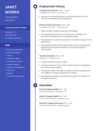 Composition Instructor Resume