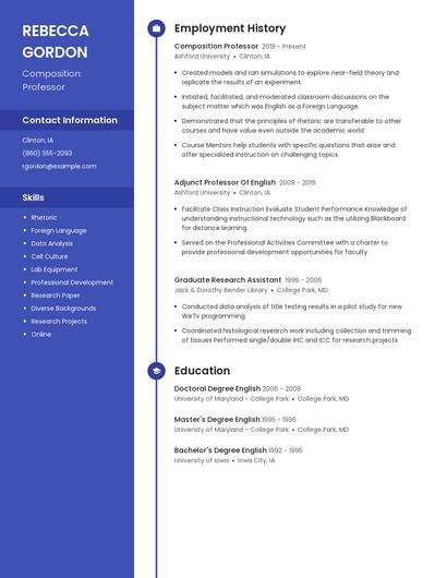 Composition Professor Resume