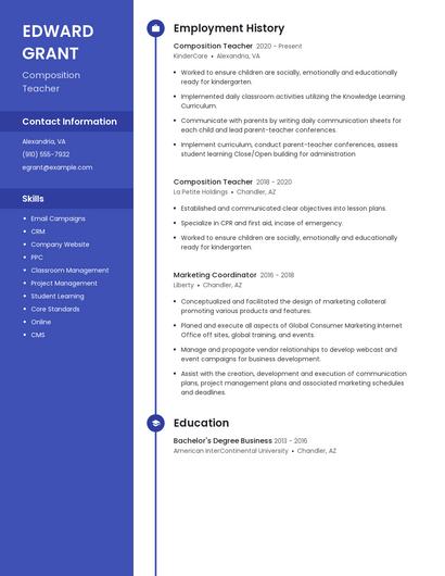 Composition Teacher Resume