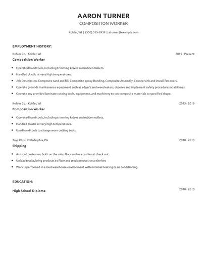 Composition Worker Resume