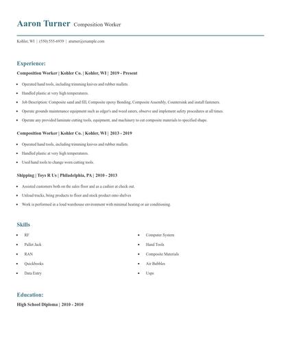 Composition Worker Resume
