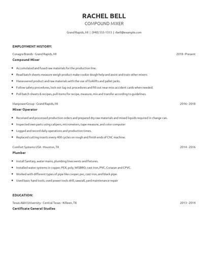 Compound Mixer Resume