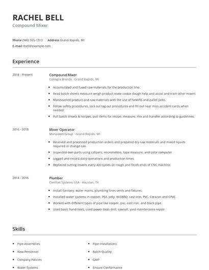 Compound Mixer Resume