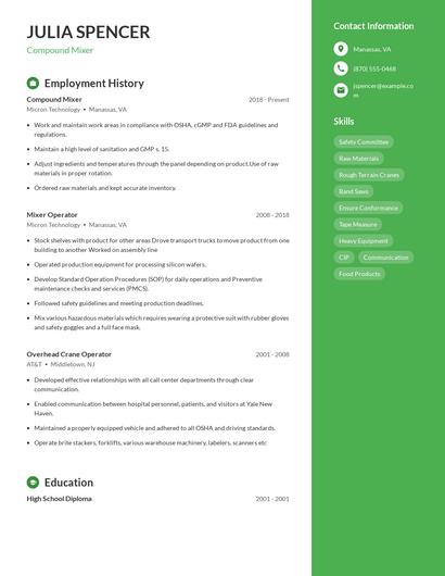 Compound Mixer Resume