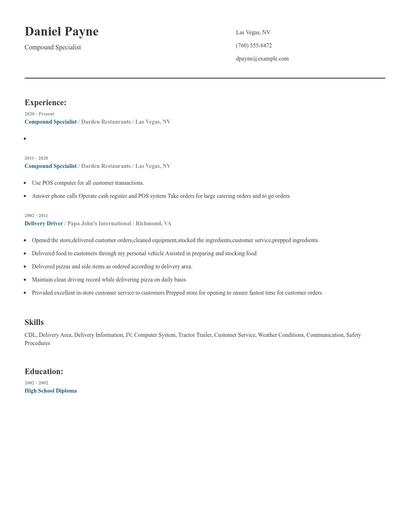 Compound Specialist Resume