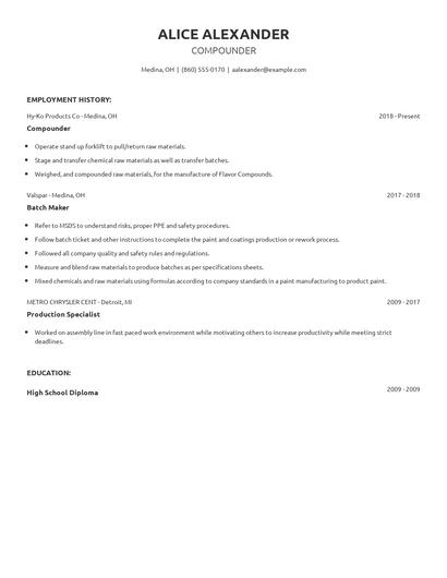 Compounder Resume