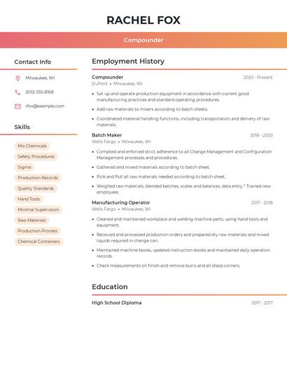 Compounder Resume