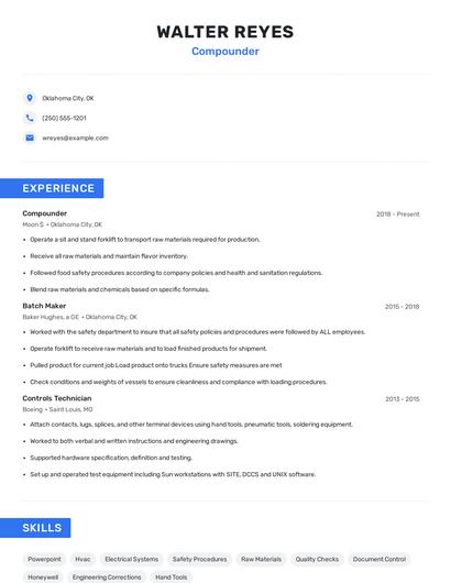 Compounder Resume