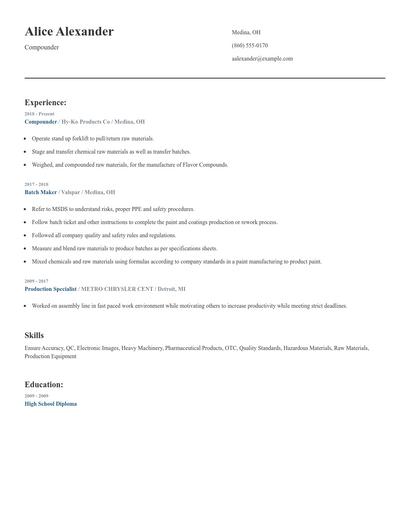 Compounder Resume