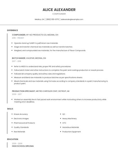 Compounder Resume