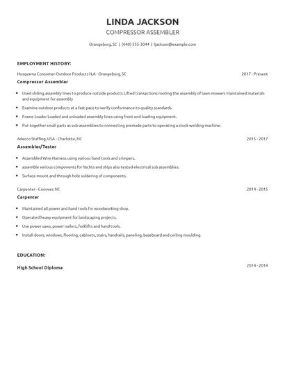 Compressor Assembler Resume