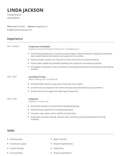 Compressor Assembler Resume