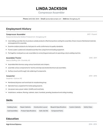 Compressor Assembler Resume