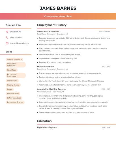 Compressor Assembler Resume