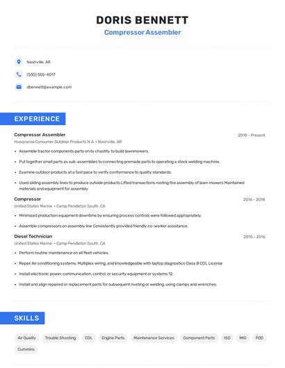 Compressor Assembler Resume
