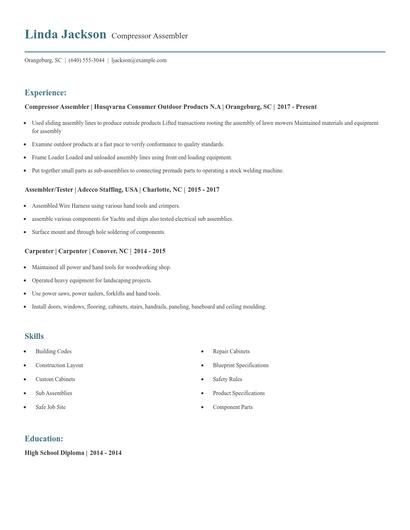 Compressor Assembler Resume