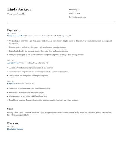 Compressor Assembler Resume