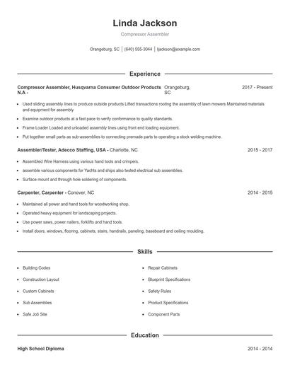 Compressor Assembler Resume