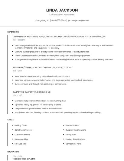 Compressor Assembler Resume