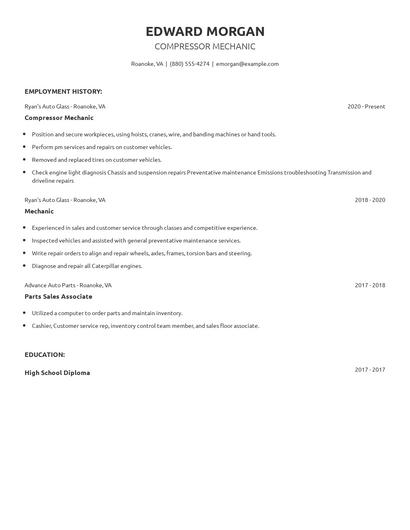 Compressor Mechanic Resume