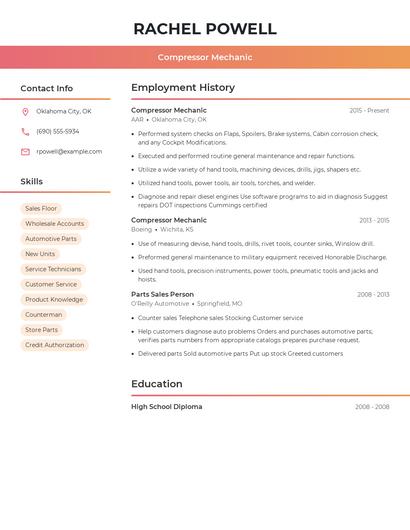 Compressor Mechanic Resume