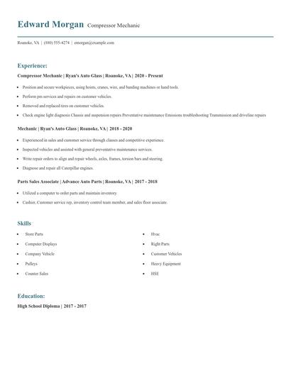 Compressor Mechanic Resume