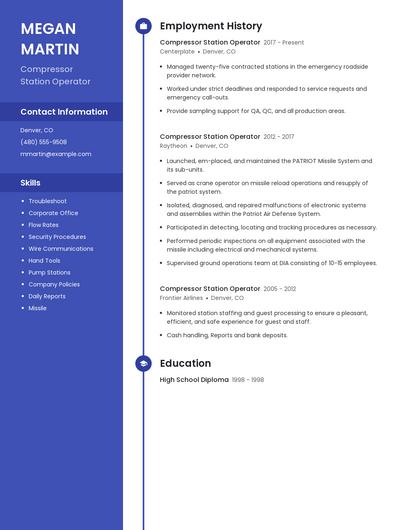 Compressor Station Operator Resume