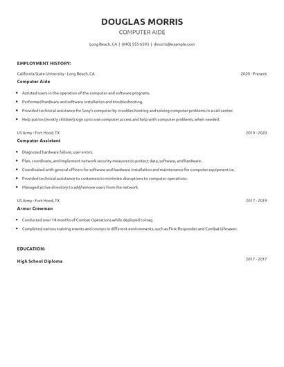 Computer Aide Resume