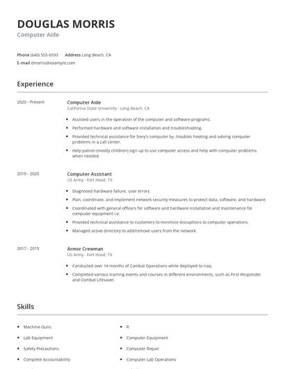 Computer Aide Resume