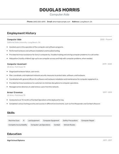 Computer Aide Resume