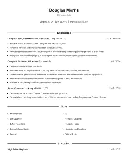 Computer Aide Resume